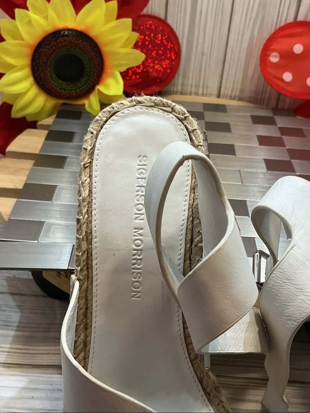 Sigerson Morrison White Espadrille Wedge Sandals